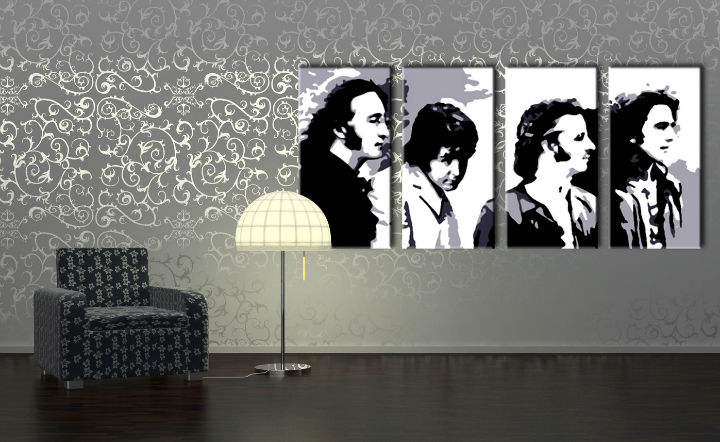 Ručno slikana slika Pop Art Beatles 4-dijelna 160x80 cm bea5/24h