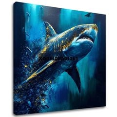 Dekorativna slika na platnu - PREMIUM ART - Shark Force in Dark Water