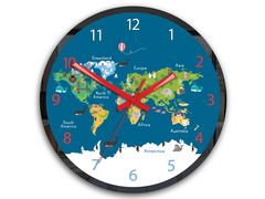 Dječji zidni sat Mapa svijeta