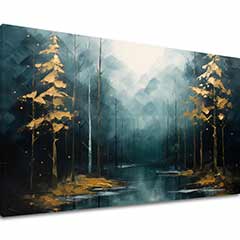Moderna umjetnička slika Zlatni dodiri šume - PREMIUM ART