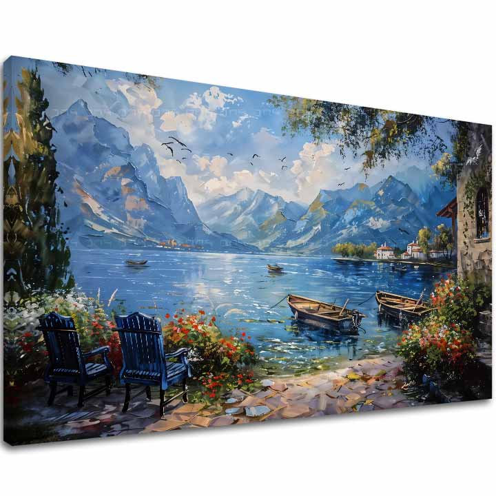 Pejzažna slika na platnu Luka u planinama | Akrilni detalji 40x60 cm