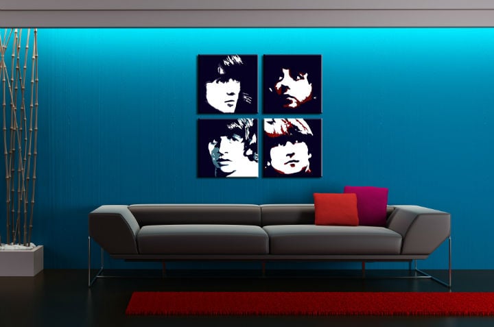 Ručno oslikana POP ART slika BEATLES 100x100 cm