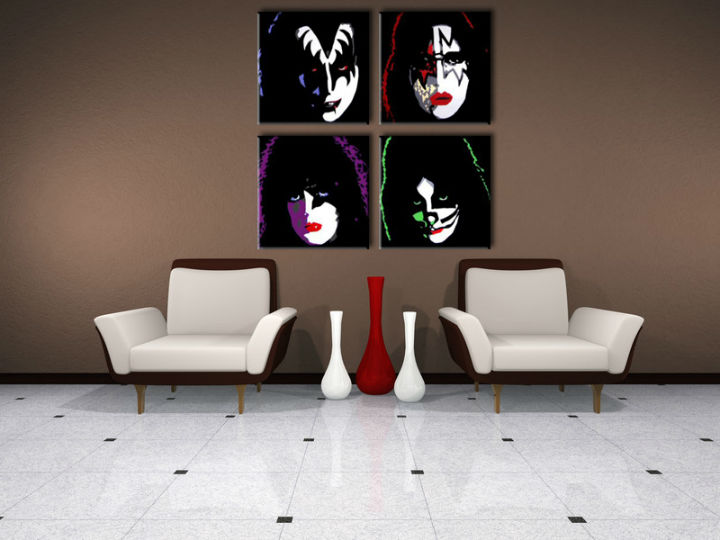 Ručno oslikana POP ART slika KISS 80x80 cm