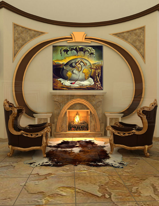 Slika na platnu GEOPOLITICUS DIJETE GLEDA ROĐENJE NOVOG ČOVJEKA - Salvador Dalí 70x80 cm