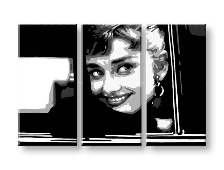 Ručno slikane slike na platnu na platnu POP Art Audrey HEPBHURN 3-dijelna