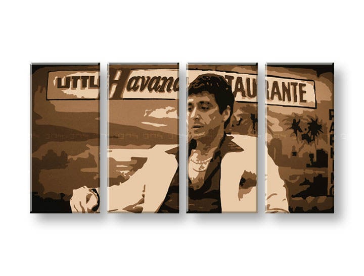 Ručno slikane slike na platnu na platnu POP Art HAVANA - AL PACINO 4-dijelna