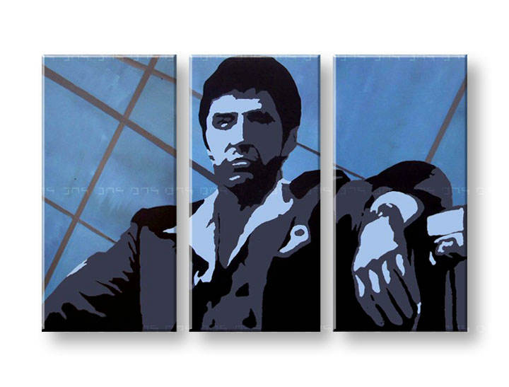 Ručno slikane slike na platnu na platnu POP Art AL PACINO 3-dijelna 