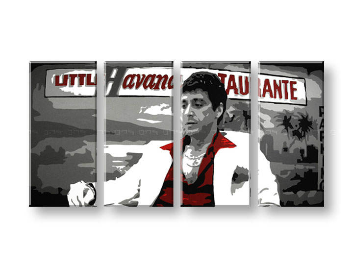 Ručno slikane slike na platnu na platnu POP Art HAVANA - AL PACINO 4-dijelna