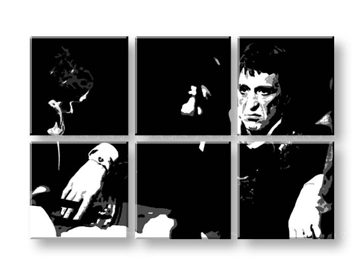 Ručno slikane slike na platnu na platnu POP Art SCARFACE-AL PACINO 6-dijelna