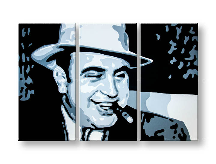 Ručno slikane slike na platnu na platnu POP Art AL CAPONE 3-dijelna 
