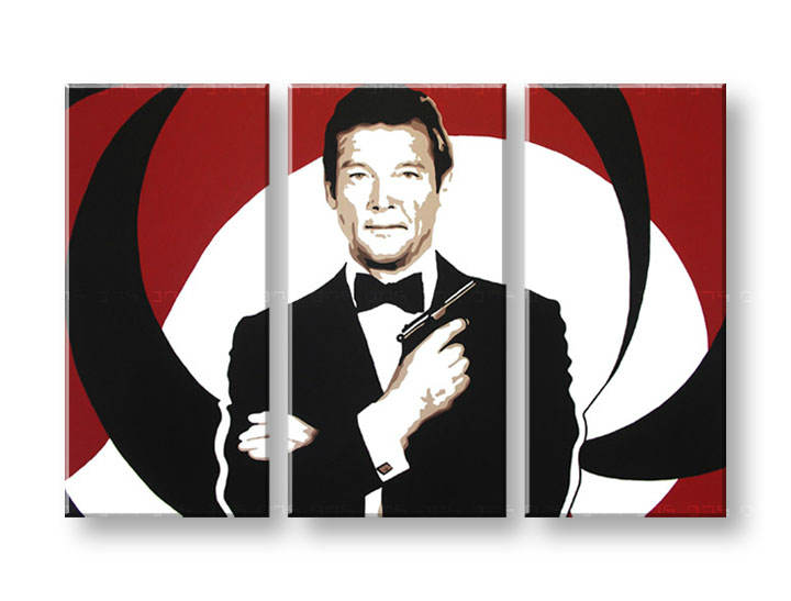 Ručno slikane slike na platnu na platnu POP Art James Bond 3-dijelna 