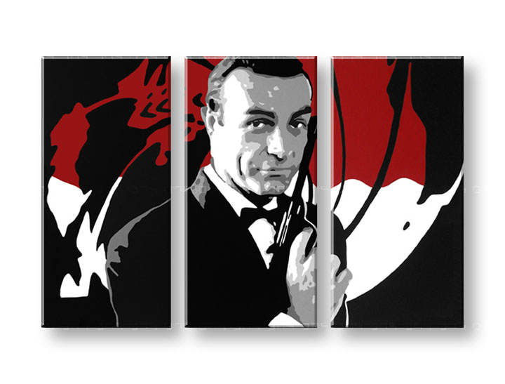 Ručno slikane slike na platnu na platnu POP Art James Bond 3-dijelna 
