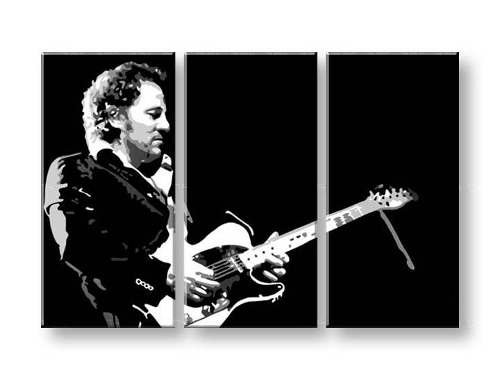 Ručno slikane slike na platnu na platnu POP Art Bruce Springsteen 3-dijelna