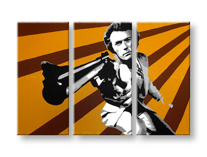 Ručno slikane slike na platnu na platnu POP Art Clint Eastwood 3-dijelna