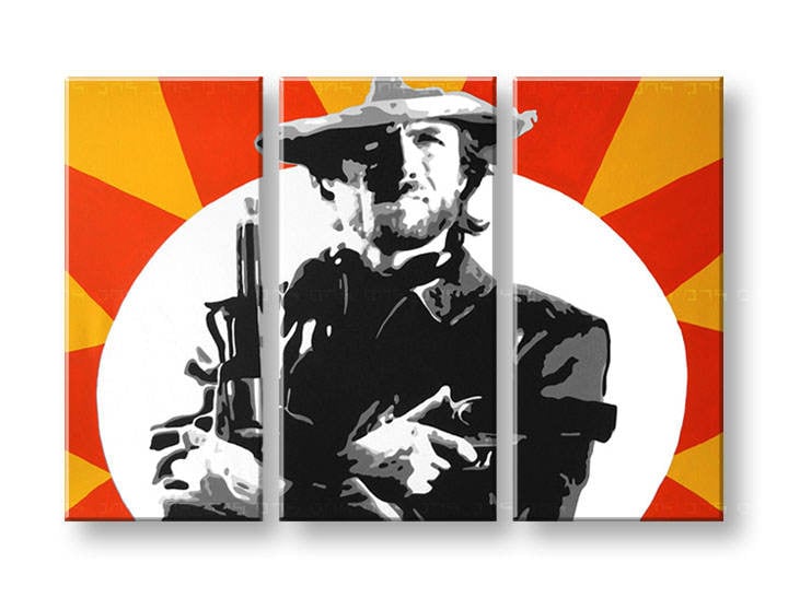 Ručno slikane slike na platnu na platnu POP Art Clint Eastwood 3-dijelna