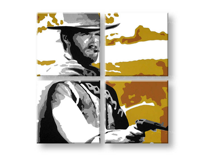 Ručno slikane slike na platnu na platnu POP Art Clint Eastwood 3-dijelna