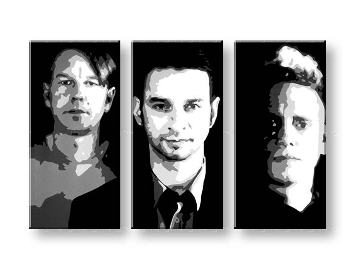 Ručno slikane slike na platnu na platnu POP Art Depeche Mode 3-dijelna 