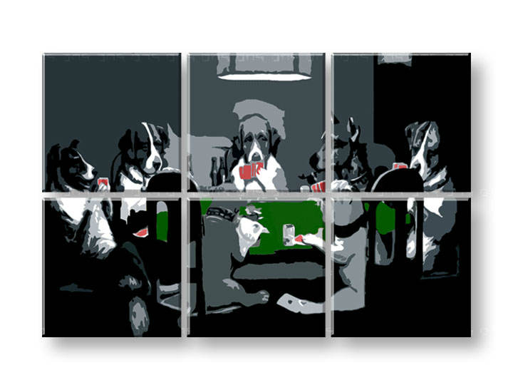 Ručno slikane slike na platnu na platnu POP Art DOGS 6-dijelna 