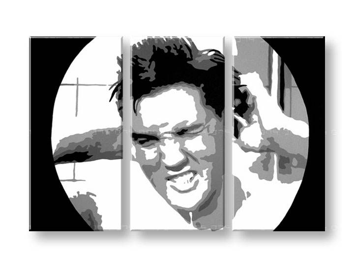 Ručno slikane slike na platnu na platnu POP Art ELVIS 3-dijelna 