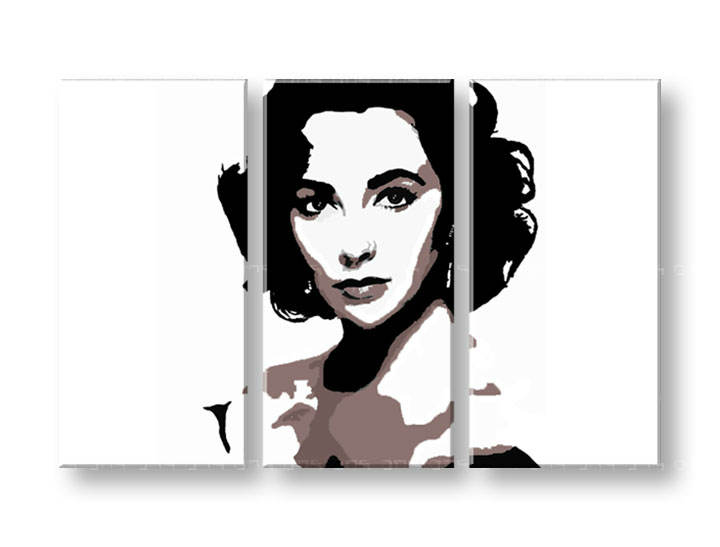 Ručno slikane slike na platnu na platnu POP Art Elizabeth Taylor 3-dijelna