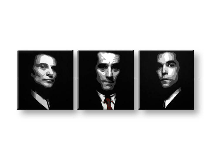 Ručno slikane slike na platnu na platnu POP Art Goodfellas 3-dijelna