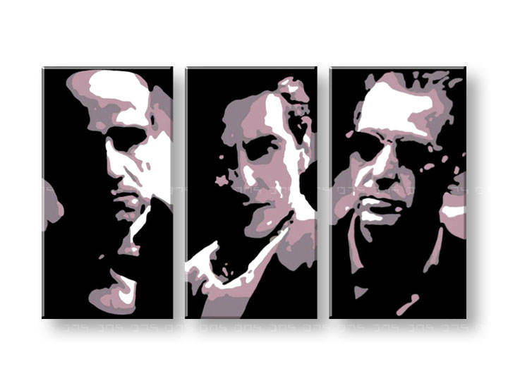 Ručno slikane slike na platnu na platnu POP Art GODFATHER 3-dijelna 