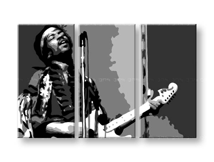 Ručno slikane slike na platnu na platnu POP Art Jimmy Hendrix 3-dijelna 