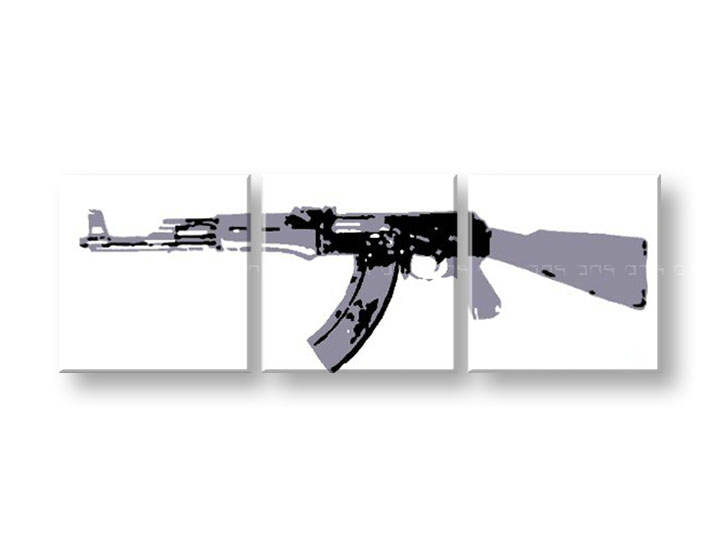 Ručno slikane slike na platnu na platnu POP Art Kalashnikov 3-dijelna