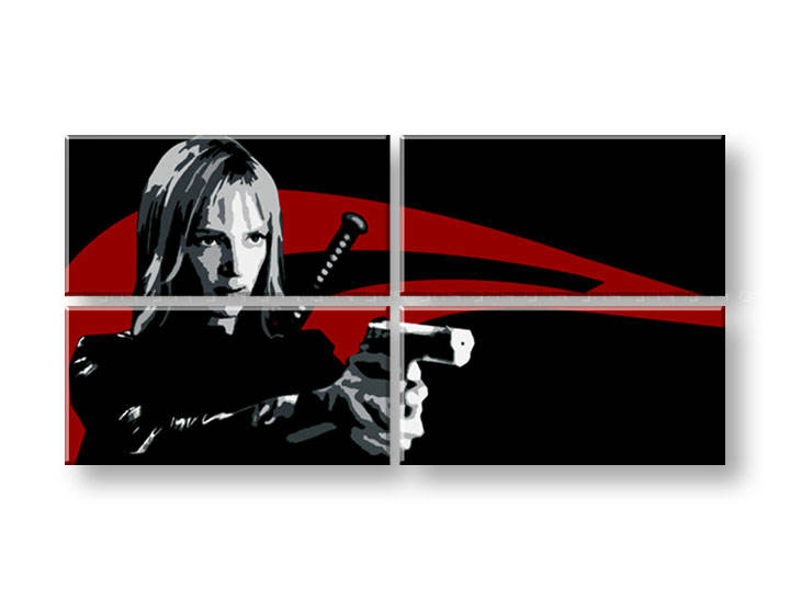 Ručno slikane slike na platnu na platnu POP Art Kill Bill 4-dijelna 