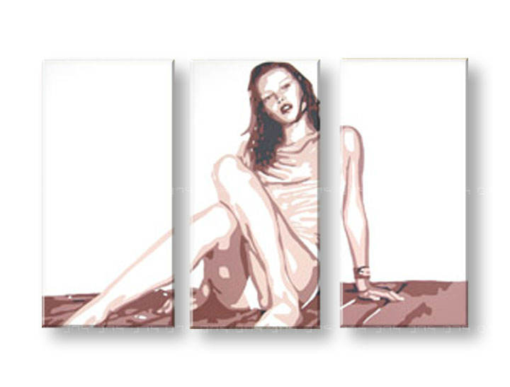Ručno slikane slike na platnu na platnu POP Art Kate Moss 3-dijelna 