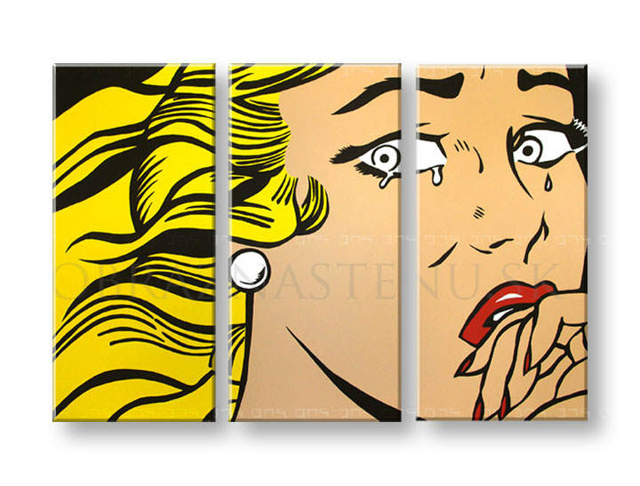 Ručno slikane slike na platnu na platnu POP Art LICHTENSTEIN 3-dijelna 