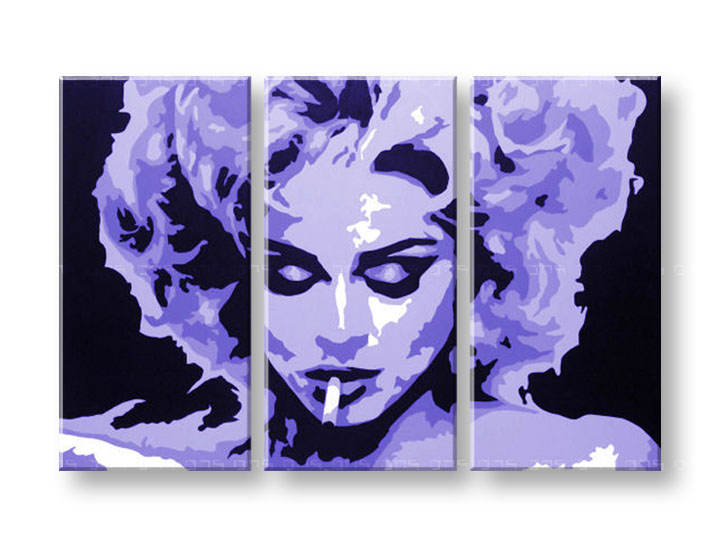 Ručno slikane slike na platnu na platnu POP Art MADONNA 3-dijelna 