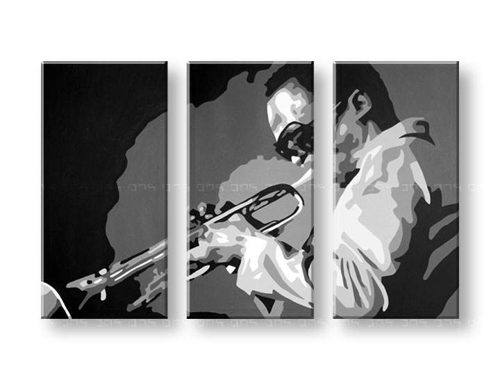 Ručno slikane slike na platnu na platnu POP Art Miles Davis 3-dijelna 