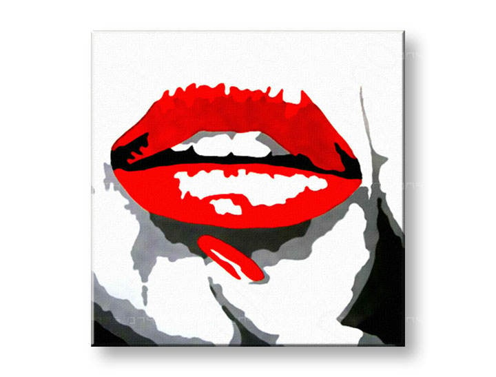 Ručno slikane slike na platnu na platnu POP Art RED LIPS 1-dijelna 