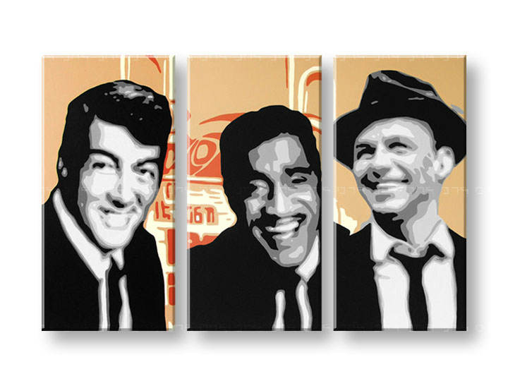 Ručno slikane slike na platnu na platnu POP Art Rat Pack 3-dijelna 