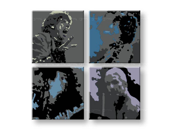 Ručno slikane slike na platnu na platnu POP Art Rolling Stones 4-dijelna
