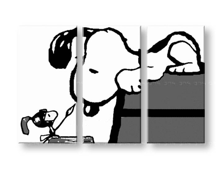 Ručno slikane slike na platnu na platnu POP Art SNOOPY 3-dijelna 