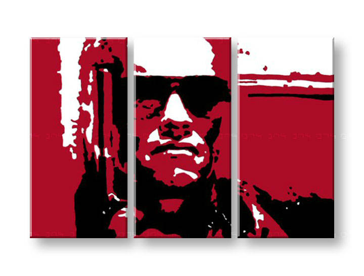 Ručno slikane slike na platnu na platnu POP Art Terminator 3-dijelna 