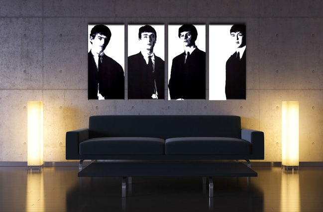 Ručno slikane slike na platnu na platnu POP Art Beatles 4-dijelna 