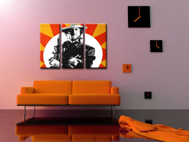 Ručno slikane slike na platnu na platnu POP Art Clint Eastwood 3-dijelna