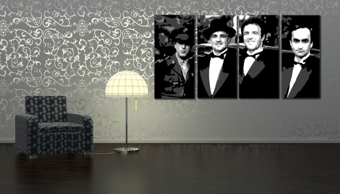 Ručno slikane slike na platnu na platnu POP Art Corleone Family 4-dijelna
