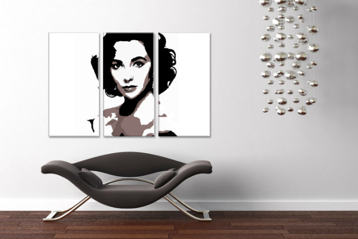Ručno slikane slike na platnu na platnu POP Art Elizabeth Taylor 3-dijelna