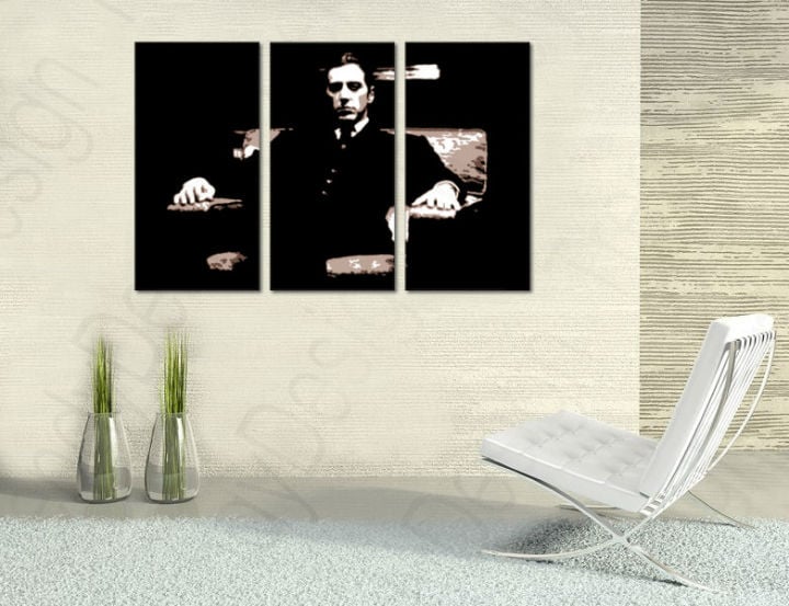 Ručno slikane slike na platnu na platnu POP Art Godfather 3-dijelna 