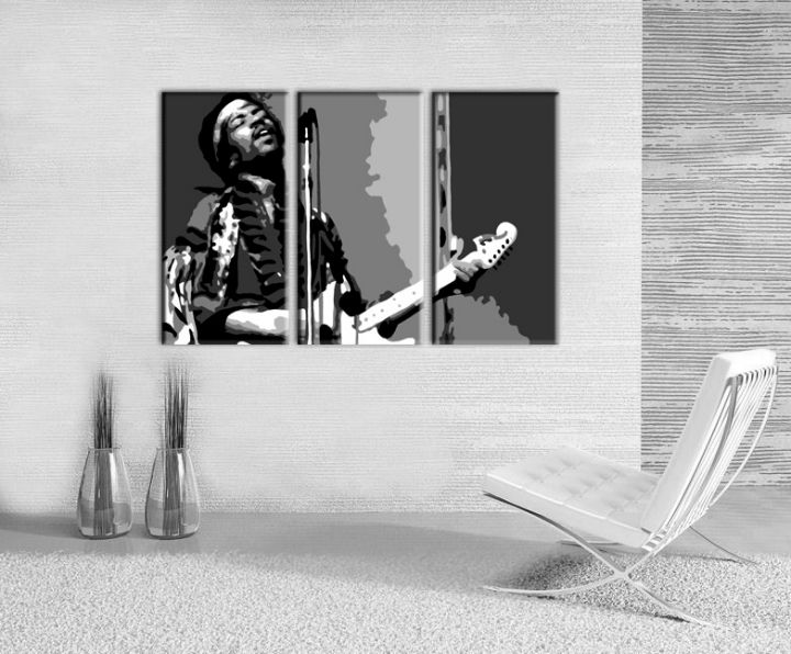 Ručno slikane slike na platnu na platnu POP Art Jimmy Hendrix 3-dijelna 