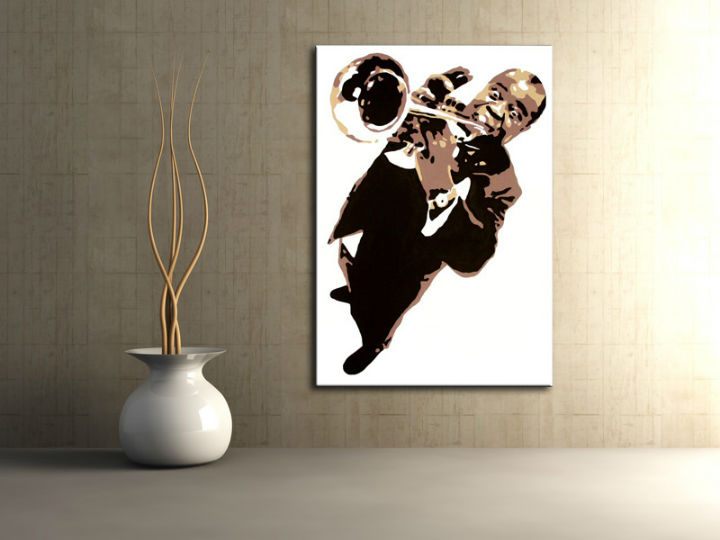 Ručno slikane slike na platnu na platnu POP Art Luis Armstrong 1-dijelna