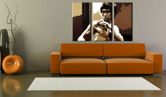 Ručno slikane slike na platnu na platnu POP Art AL Bruce Lee 3-dijelna 