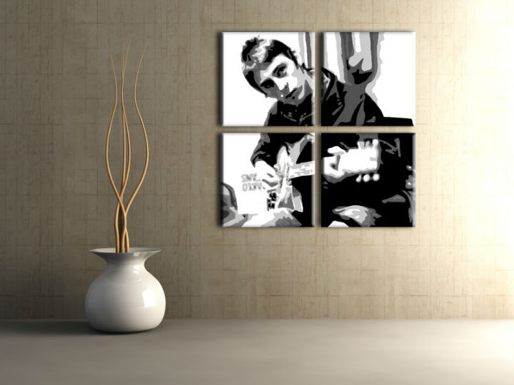 Ručno slikane slike na platnu na platnu POP Art Paul Weller 4-dijelna 