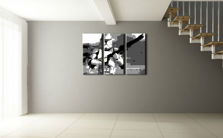 Ručno slikane slike na platnu na platnu POP Art Star Wars 3-dijelna 