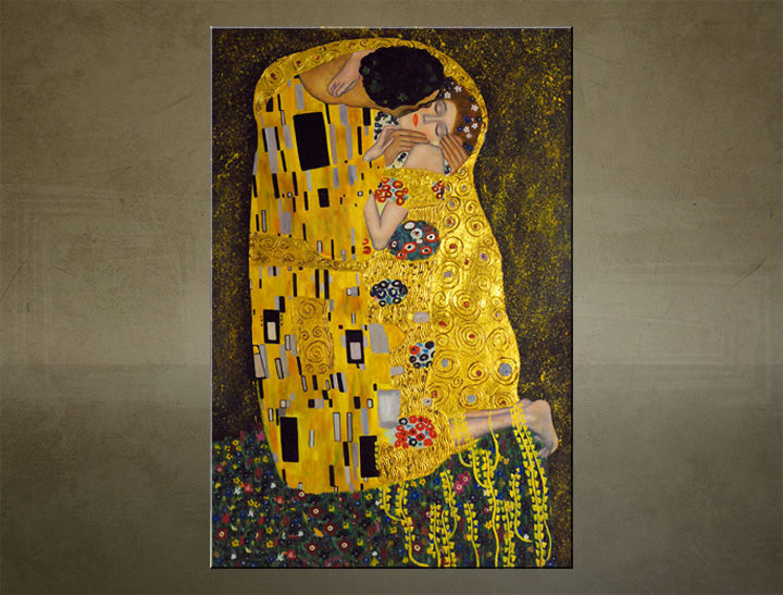 >Na Lageru< Slike na platnu Popust 48% KISS - Gustav Klimt 100x60 cm REP001/24h