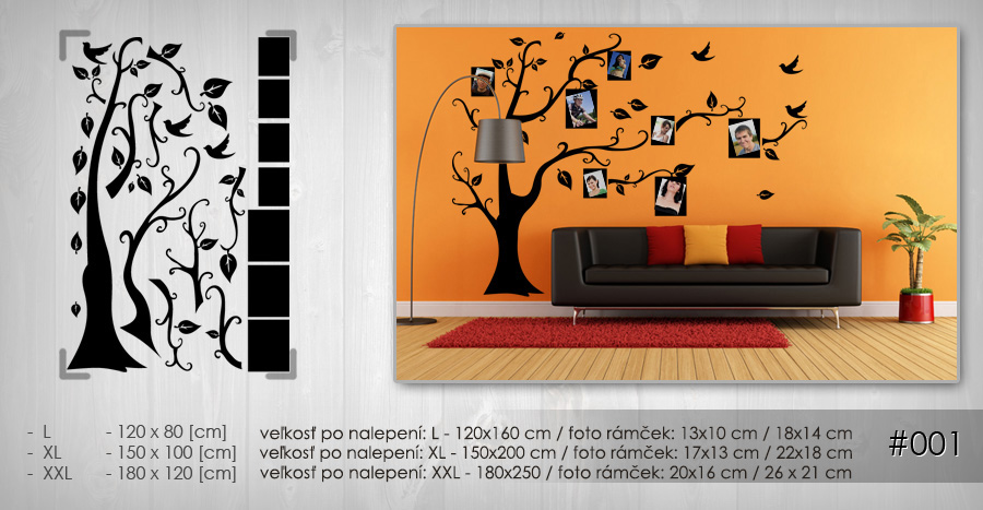 Stikeri za zid RODOSLOV 100x150 cm NARS001 - tamno braon